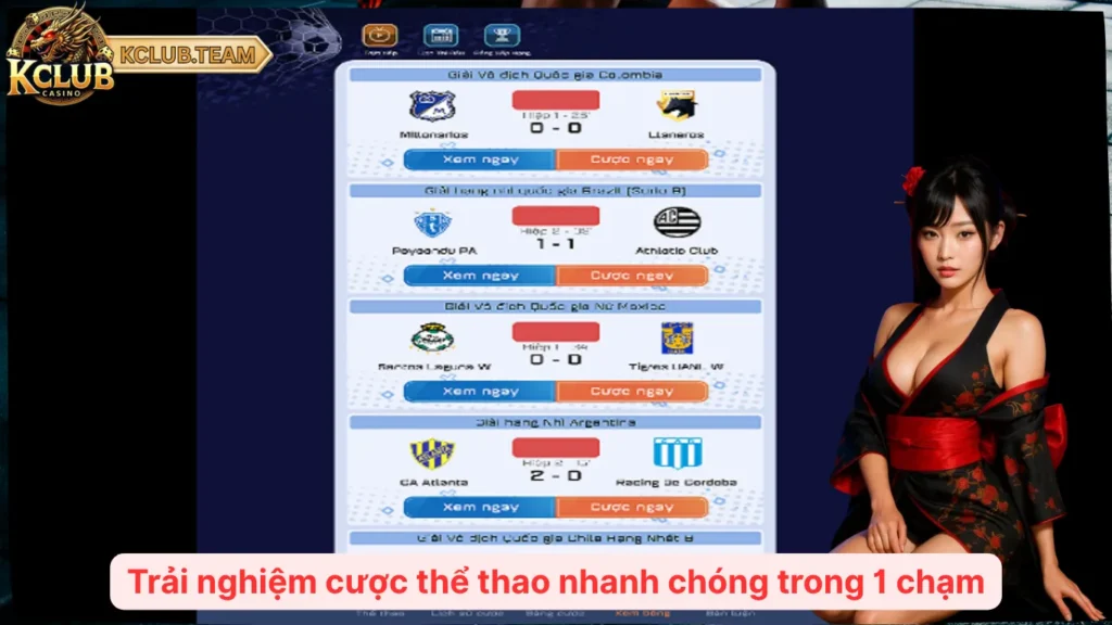 Thể Thao KClub – Cược Mọi Trận Cầu, Sống Trọn Cảm Xúc  3 Trải nghiệm cược thể thao nhanh chóng trong 1 chạm